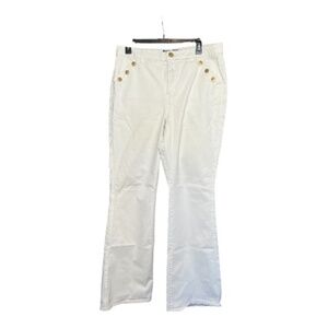 EUC Democracy “ab”solution white denim jeans with sailor buttons | size 14